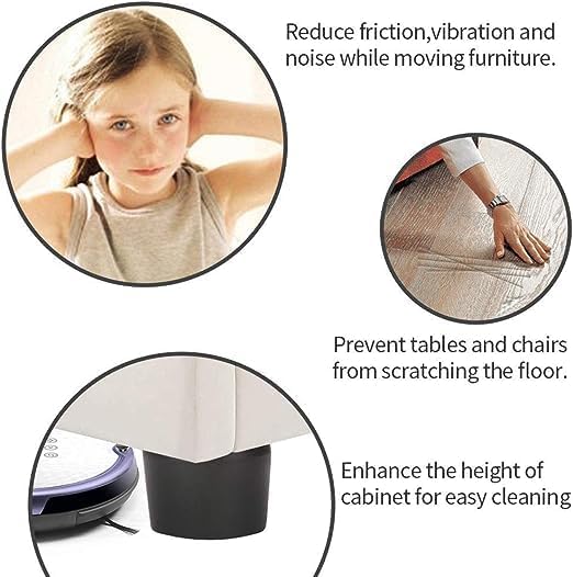 Miniatura 3 de LOUFIMIDON-42 protectores de suelo resistentes para patas de silla de 1.2 pulgadas, patas de goma para suelos de madera dura, almohadillas negras