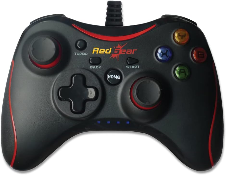 Redgear Pro Series Wired Gamepad - Integrated Force Feedback, Illuminated ABXY Keys, Ergonomically Designed, 1.8m USB Cable for PC