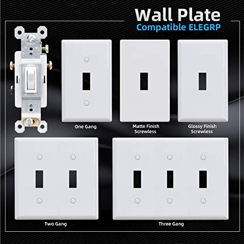 Elegrp 3 Way Toggle Light Switch, 15 Amp, 120 V, Toggle Framed Ac Quiet Switch, In Wall On/Off Switch Replacement, Self-Grounding, Residential And Commercial Grade, Ul Listed (20 Pack, Glossy White) #TOP2
