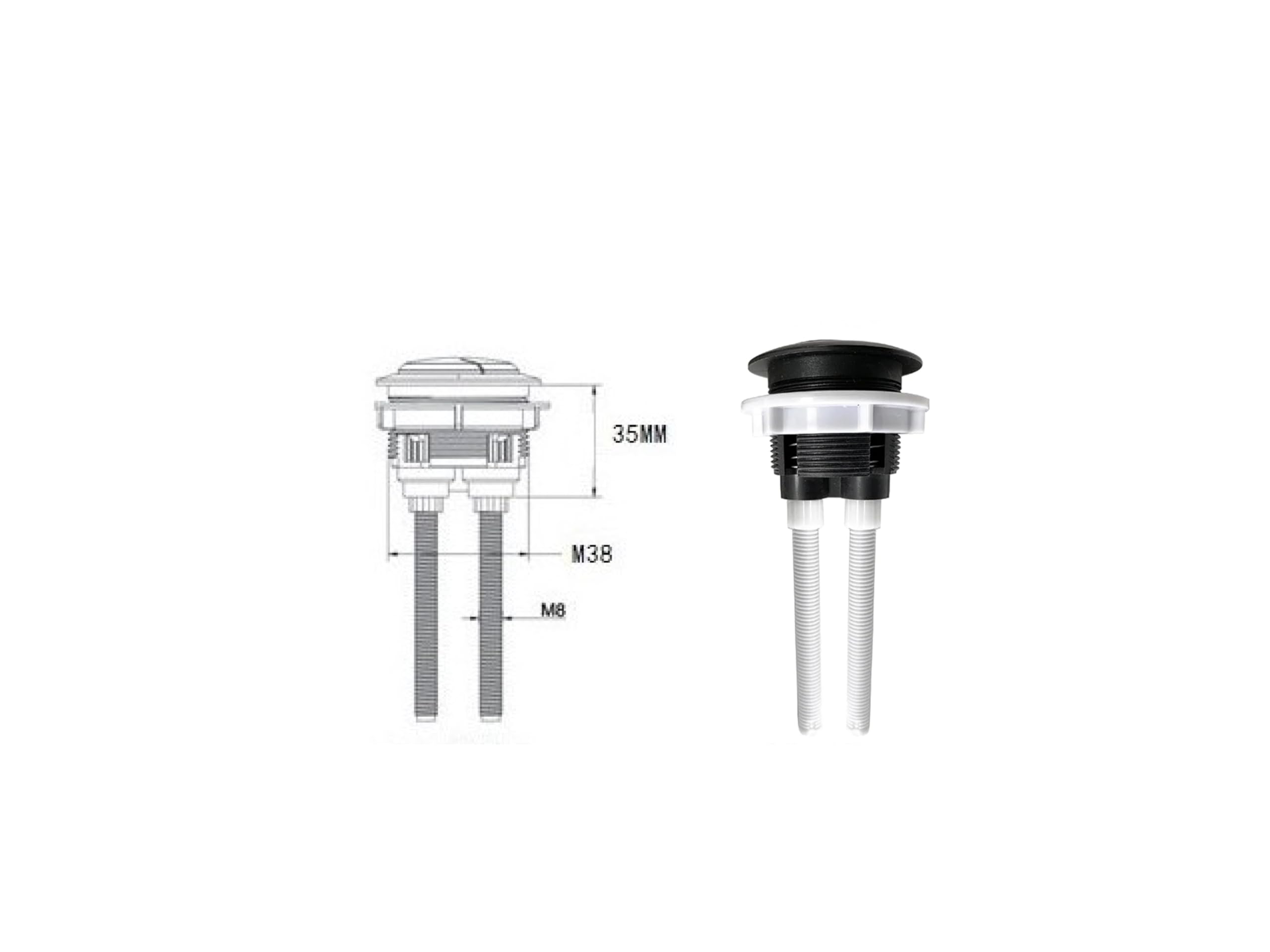 Housler® Mat Black Universal Toilet Dual Flush Button Fit 38mm Cistern Hole - Image 2