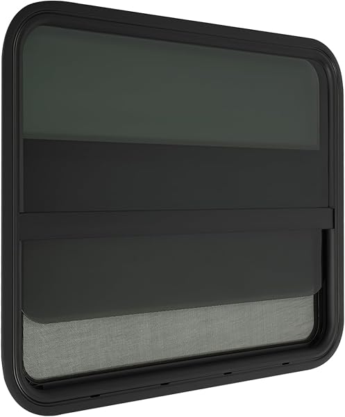 2 piezas de repuesto para ventanas de caravana | Ventana corredera vertical | Ventana de caravana | Ventanas de autocaravana con anillos de moldura rectangulares, protección solar y protección contra - 5