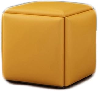 XDAWQP Taburete de Cubo de Cuero Multifuncional con Almacenamiento, Color Verde, Muebles para Sala de Estar Que ahorran Espacio.,Amarillo Pequeño