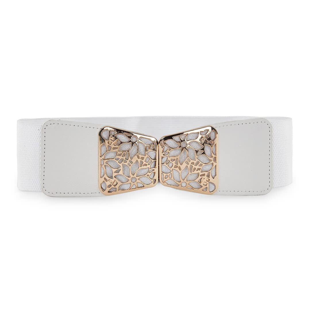 White Elastic Fabric Waist Belt for Women Dresses Butterfly Design Stretchy Wide Ladies Belt for Saree Girls Jeans-image-14