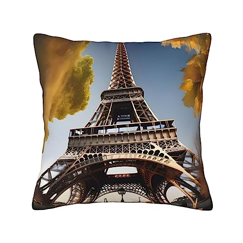 MCXWD Cityscape Paris - Funda de cojín cuadrada con diseño de la Torre Eiffel de Francia para las cuatro estaciones, universal, para el hogar, el coche, el campamento
