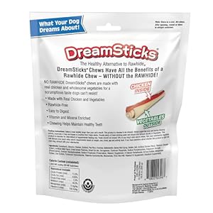 DreamBone DreamSticks With Real Chicken Chews For Dogs, 15 Count, These Easy-to-Digest Rawhide-Free Chews are a Dog’s Favorite Distraction