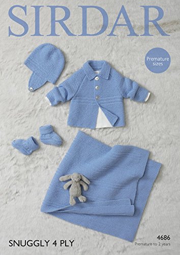Sirdar Baby Jacket, Hat, Booties & Blanket Snuggly Knitting Pattern 4686 4 Ply