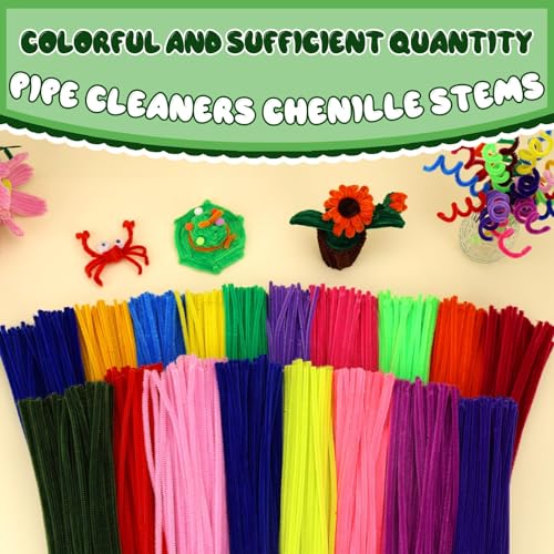 Image of Hssugi Green Pipe Cleaners, 100PCS Pipe Cleaners Craft Supplies | Glitter Green Pipe Cleaners Bulk Fuzzy Sticks for DIY Art and Craft Projects Home Decoration