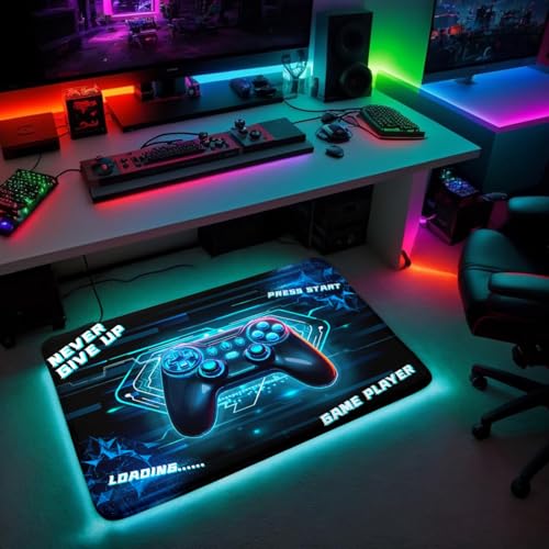 ANGELWARDROBE Gamer Area Rug for Kids Room 3D Gamepad Controller Blue Boys Floor Rugs for Living Room Teen Game Player Living Room Mat Home Decor Sofa Floor Polyester Mat, 35