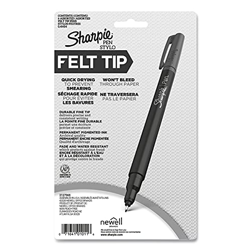 Sharpie 1751690 Plastic Point Stick Permanent Water Resistant Pen Assorted Fine 6/Pack #TOP2