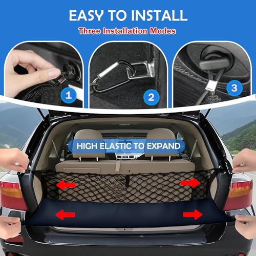 Image of Truck Bed Cargo Net for Toyota Highlander 2020-2025 2026 Accessories, Envelope Style Rear Trunk Mesh Cargo Net, Heavy Duty 5mm Bungee&Double-Layer Nylon Storage Tailgate Netting Holder Organizer