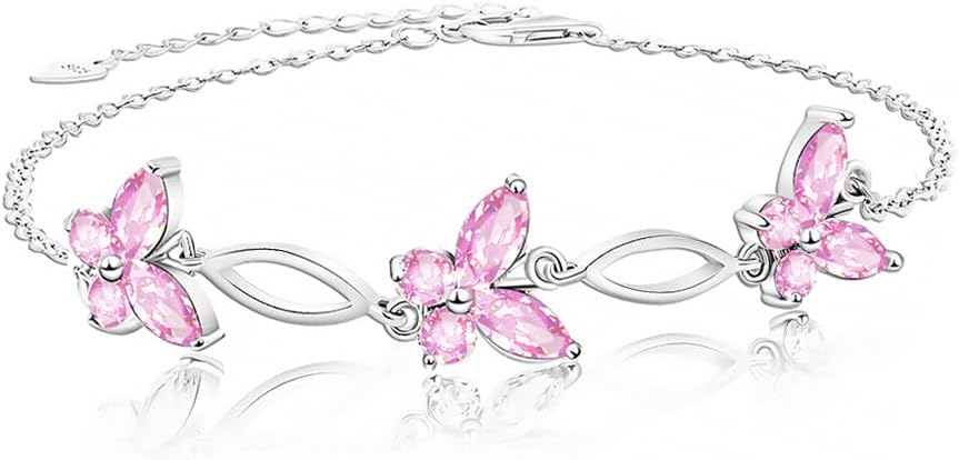 Sterling Silver Butterfly Ankle Bracelet, Endless Love Symbol Anklet, Classic Design Women's Jewelry, Christmas Holiday Birthday Gifts