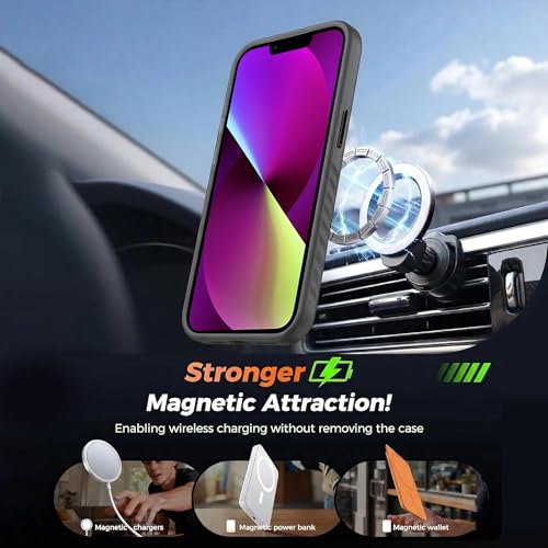 Image of KARWAN Slim Shockproof Back Case Cover Compatible with iPhone 14,Dual Layer Armor Protection with Matt Finish, Heavy Duty Cover with Magnetic MagEase Wireless Charging (Black)