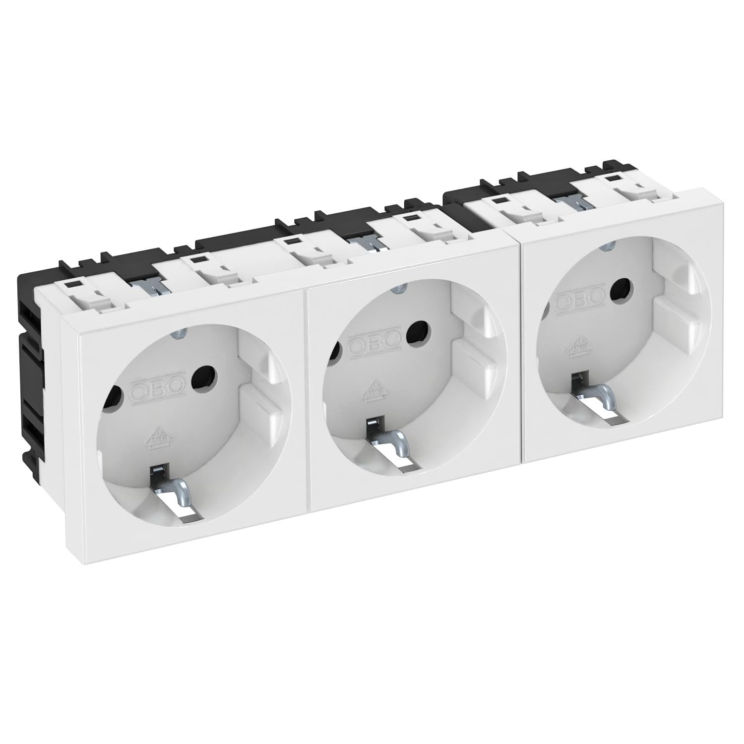 Prise électrique triple 0° sécurité maximale grâce à la triple connexion à la terre