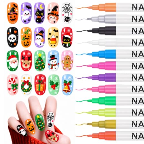 12 Color Nail Art Pens for Painting Nails 0.7 MM