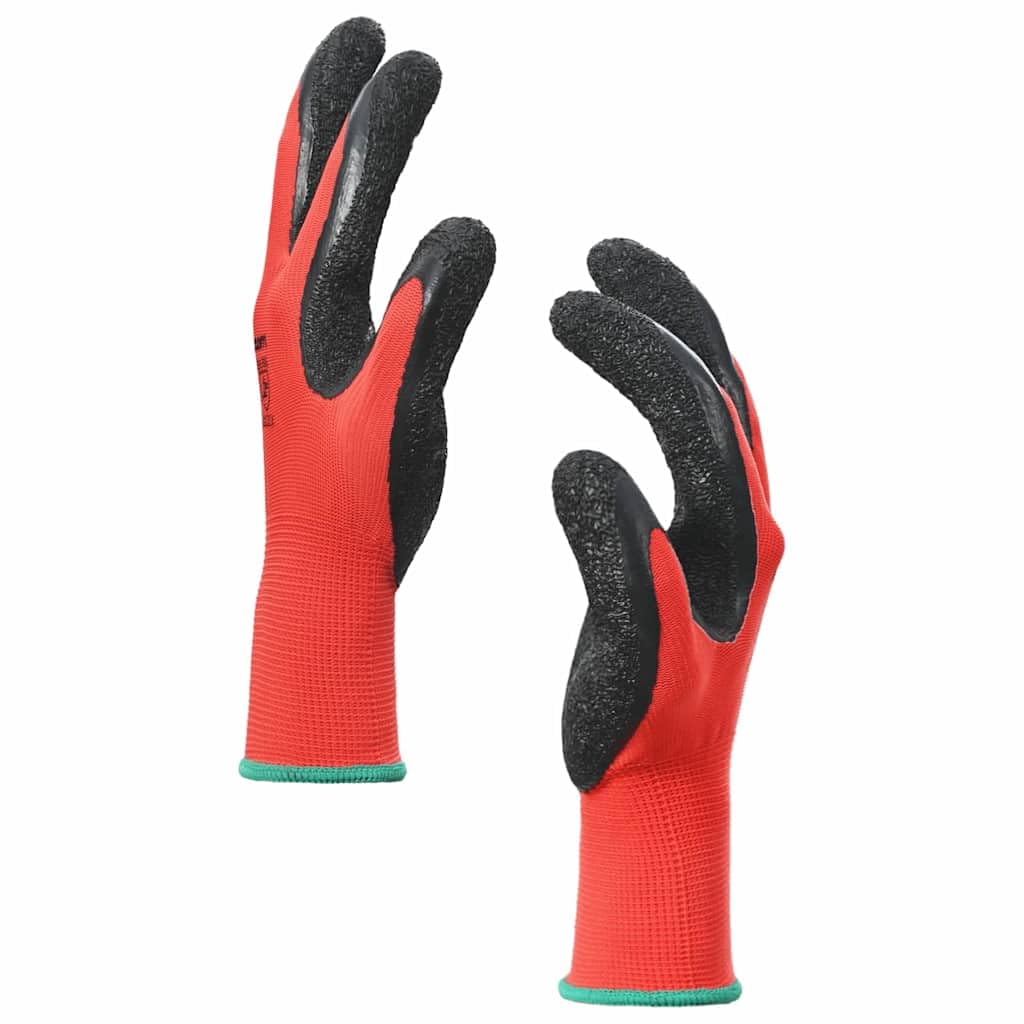 Générique Gants de Travail 24 Pcs Rouge et Noir 11/XXL, Lot de Gants de Jardinage avec Revêtement Latex Texturé pour une Prise Améliorée, Respirants pour Bricolage et Ménage