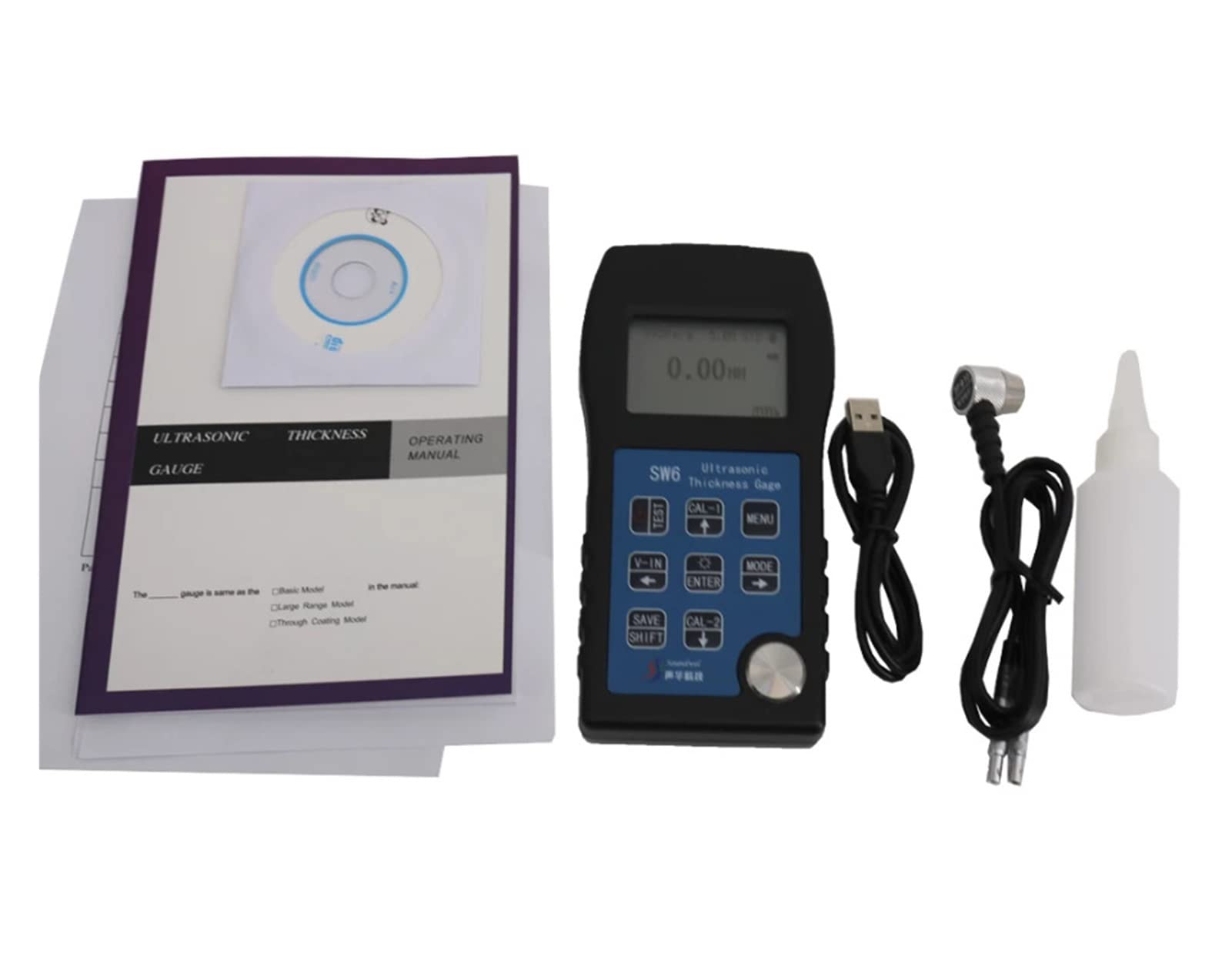Twardościomierz, SW6 Miernik grubości ultradźwiękowej 0,01 mm z USB Interfejs tester miernika dla stalowego szklarki metalowej Abs Tworzywa sztuczne PVC Żelazo plastyczne itp