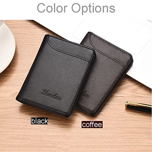 Short Wallets ID Card Holder Credit Card Thin Wallet Business Bifold Money Clip(Black)3