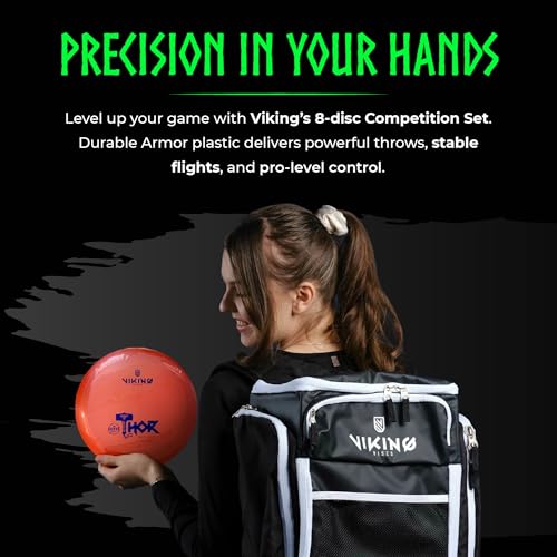 Viking Discs Competition Disc Golf Set - 8 Disc Golf Discs for Any Distance, PDGA Approved - Putter, Mid-Range, Fairway Driver, Distance Driver - Disc Set for Beginners and Professionals