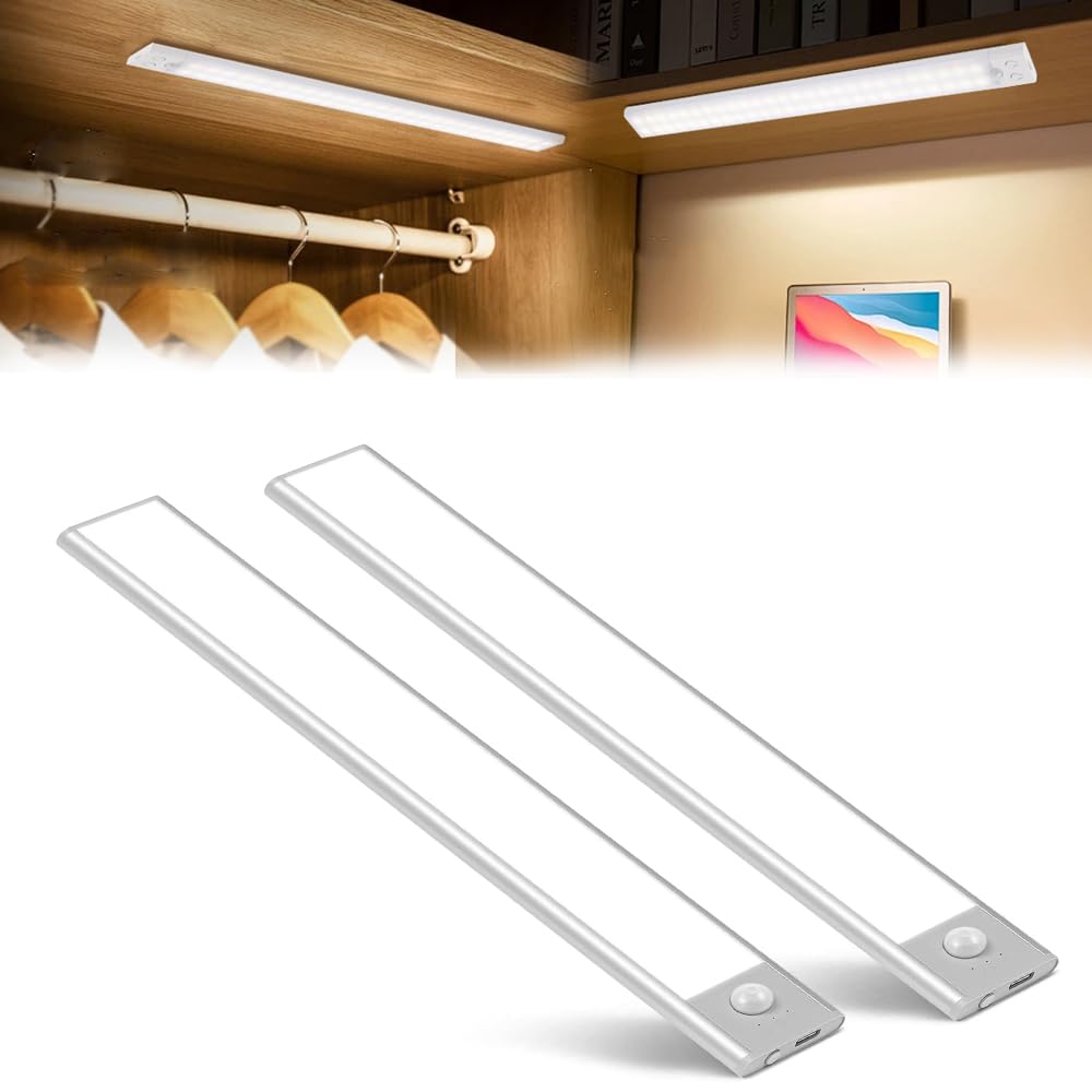 ToatlHeal La Innovative Under Cabinet Light, 3 Color Magnetic Dimmable Closet Lights, Under Cabinet Lights Rechargeable USB-C Under Cabinet Lighting Wireless Under Cabinet Lights (40CM)