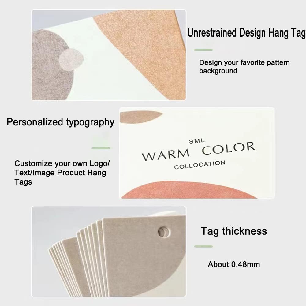 1000 Pcs Custom Hang Tags,Personalized Your Logo Photo and Text Design Price Tags Jewelry Hang Tags Labels (Gift Tag Rope)