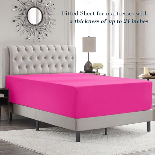 Image of Mocassi Luxury 4-Piece Sheet Set, Ultra Soft 1800 Premium Hotel Quality Microfiber Sheet Set, Fits Mattresses Up to 18 to 24 Inches Extra Deep Pocket - Breathable and Secure Fit, Twin, Pink