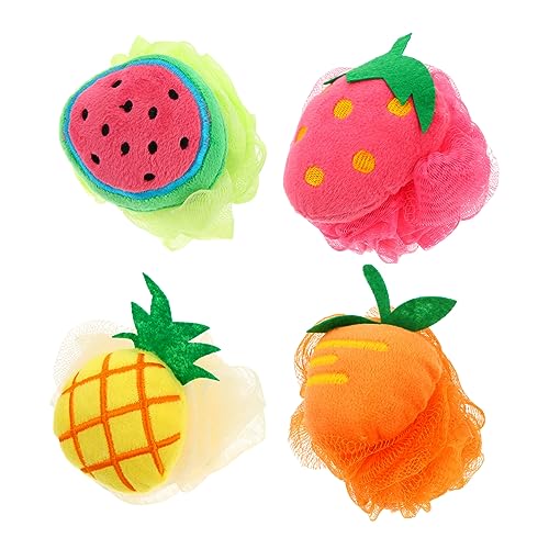 BELLIFFY 4個 果浴花 カートゥーンフルーツバス メッシュバス 子供用スクラ