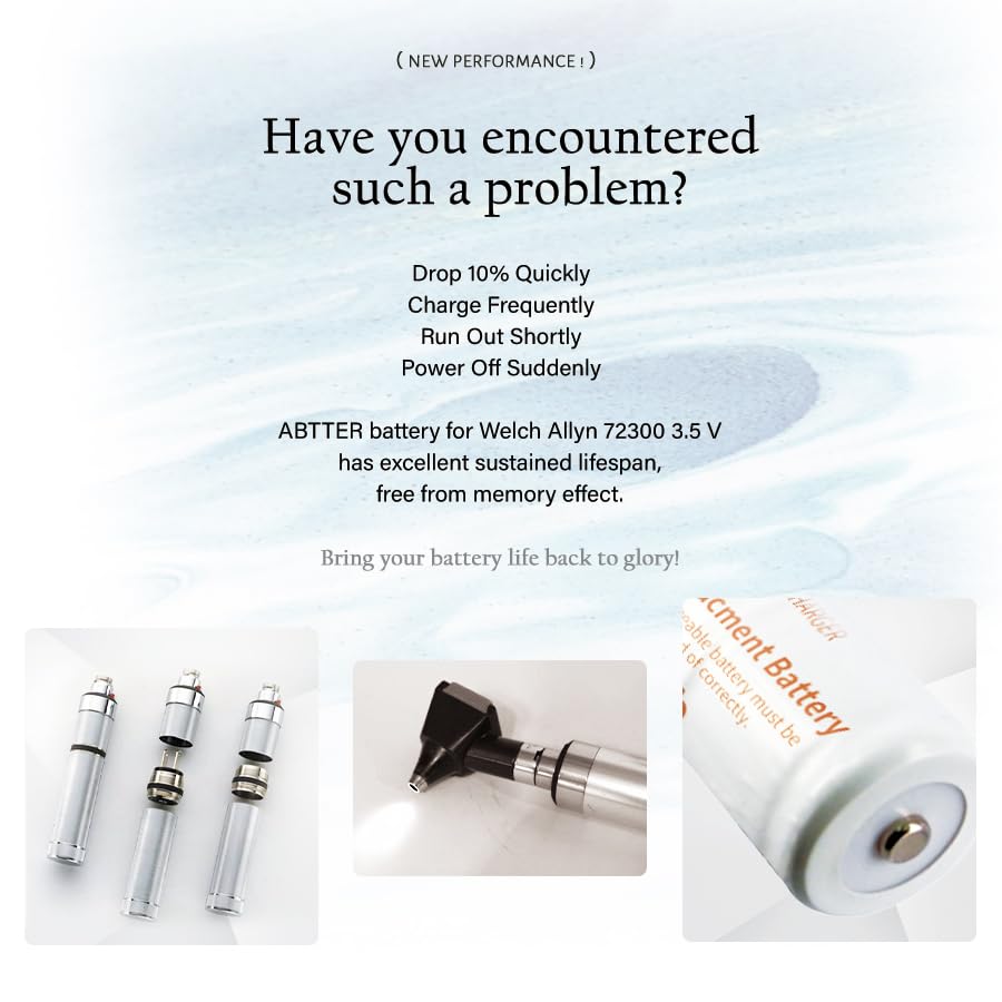 Abtter Rechargeable Battery Replacement for Welch Allyn 72300,Compatible with Portable Hand-held Rechargeable Handles