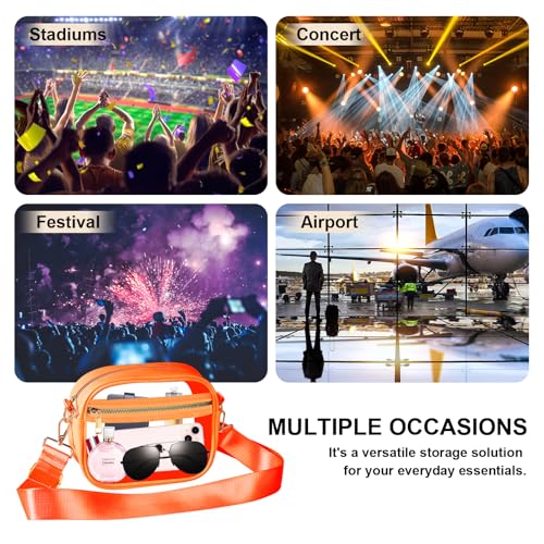Image of Fibrdoo Clear Bag Stadium Approved, Leather Clear Crossbody Purse Bag for Concerts Sports Events Festivals