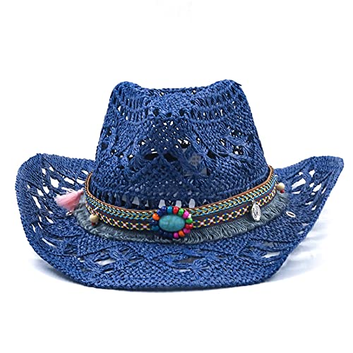 Llyone Straw Cowboy Hat For Women Wide-Brimmed Western Cowboy Cowgirl Multi-Functional Sun Hat For Summer #TOP2