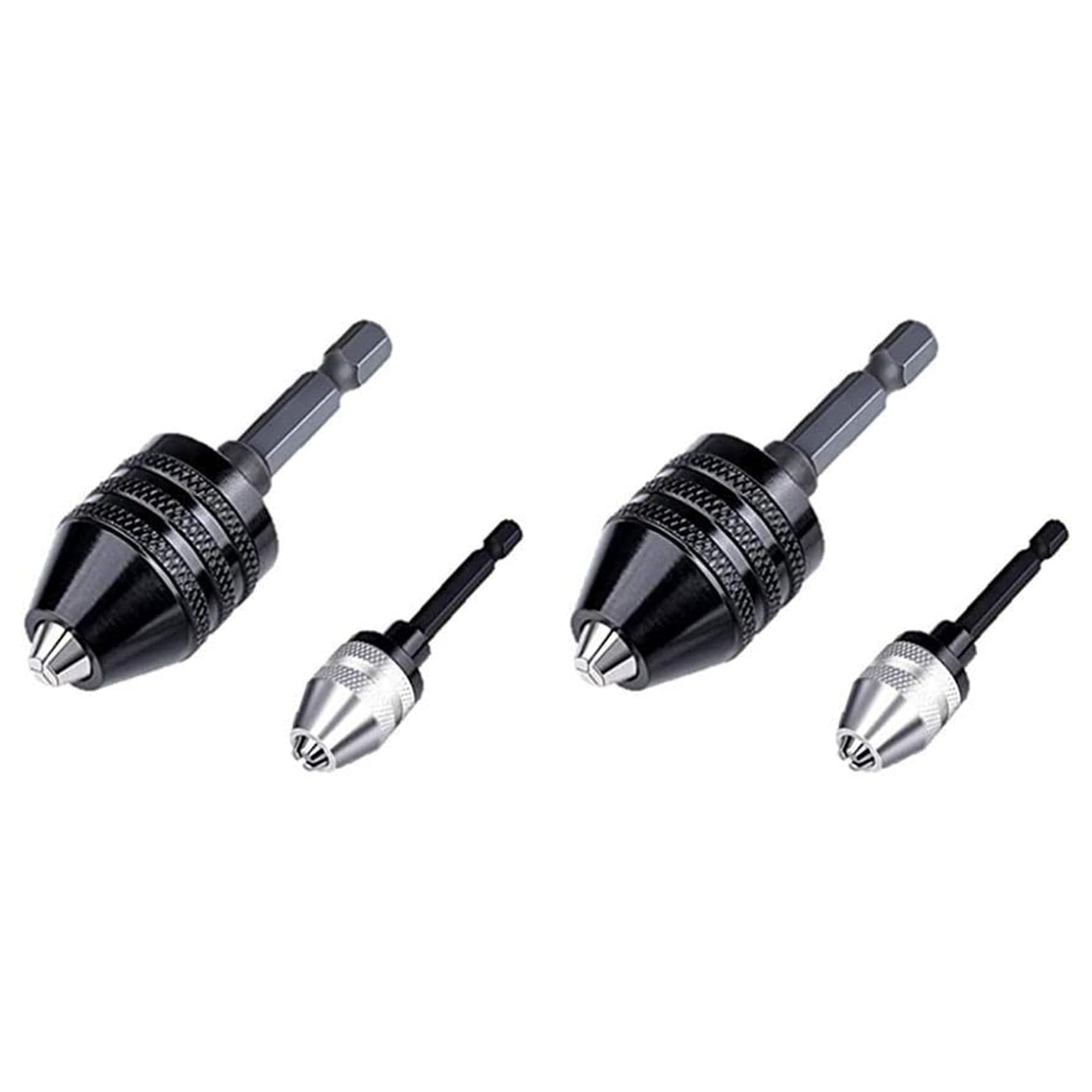 Drill Chuck Adapter-4Pcs Drill Chuck for Impact Driver,Drill Bit Adapter Keyless Chuck 1/4 Hex Shank (0.6-8mm,0.3-3.6mm)