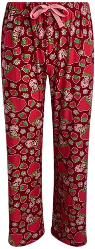 Image of COCO BRANDS Strawberry Shortcake Womens Pajama Sets - 2 Piece Soft Stretch Button Down Sleep Shirt and Pajama Pants