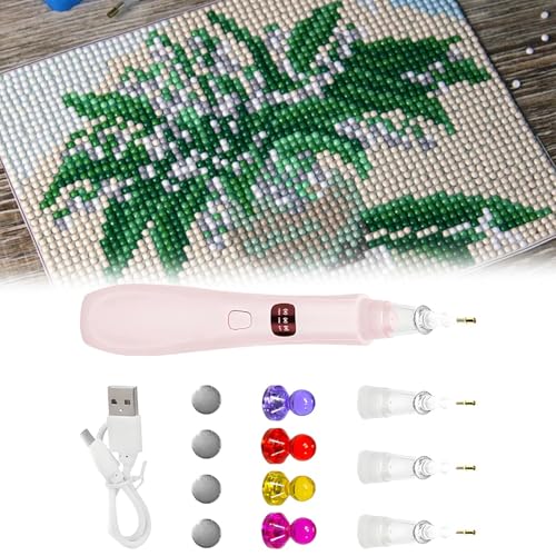 Pluma de arte de rhinestone recargable y silenciosa con 3 puntas de precisión 3