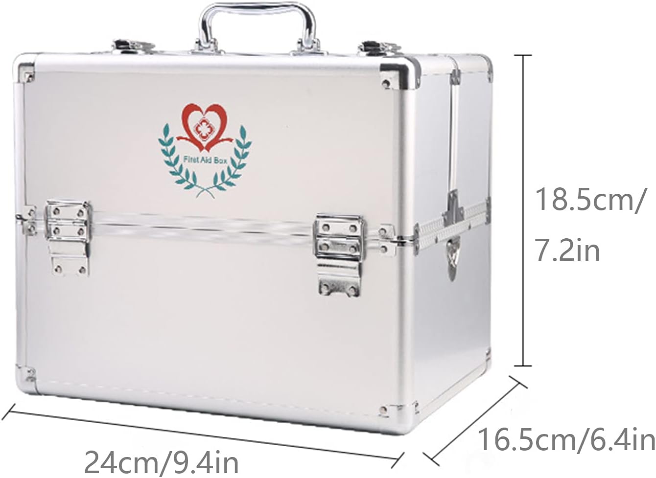 ポータブルダブルオープン救急医療ケース、アップグレードされたロック可能なマルチトレイ救急箱、自宅旅行職場用のハンドル/ショルダースト
