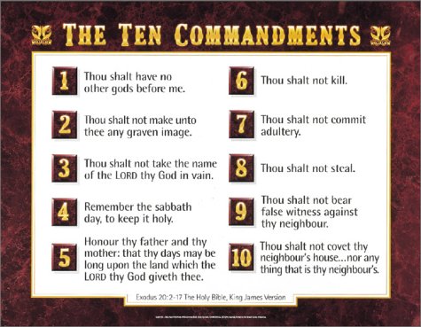 KJV Ten Commandments wall chart- LAMINATED KJV Ten Commandments wall chart- LAMINATED