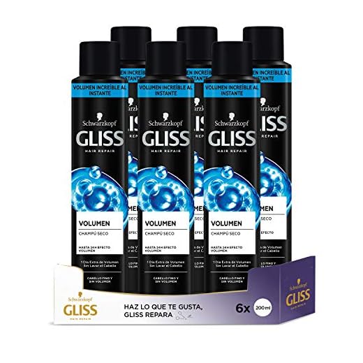 Schwarzkopf Gliss Champú Seco Volumen - 200 ml (pack de 6) Total: 1200 ml