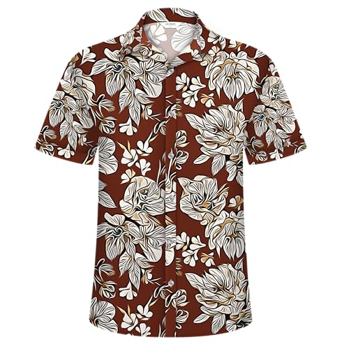 Image of Hawaiian Shirt for Men Tropical Shirts Summer Beach Button Down Short Sleeve Luau Aloha Floral Cruise Vacation Outfit 2026
