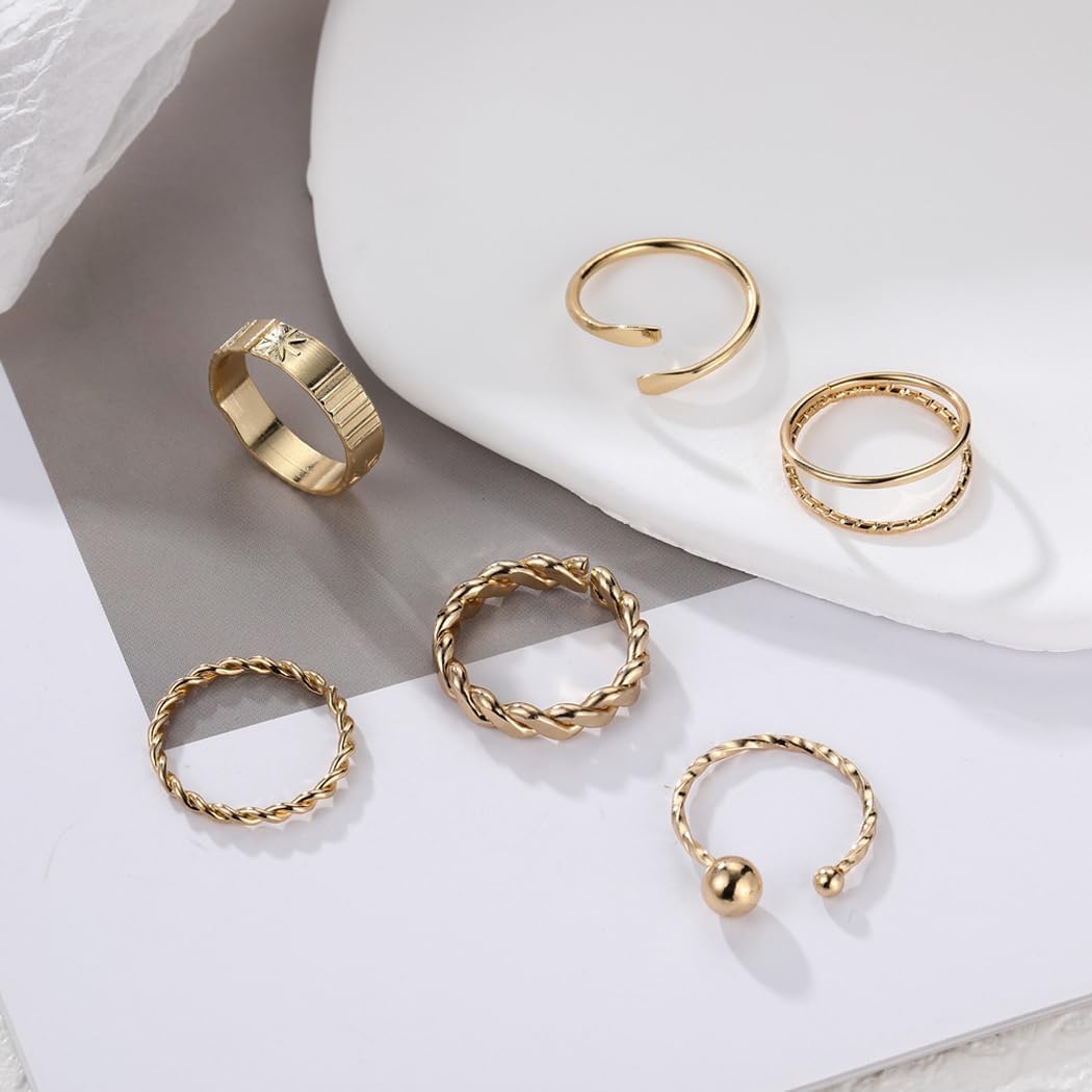 FUTIMELY Chunky Stacking Gold Knuckle Rings Set for Women Fashion Twisting Statement Thumb Midi Rings Adjustable Finger Rings Jewelry Accessories - Image 6