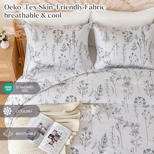 Edredón floral Queen transpirable y ligero para todas las estaciones con fundas Yibeizi 5