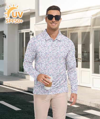 SWISSWELL Men's Printed UPF 50+ Golf Shirt