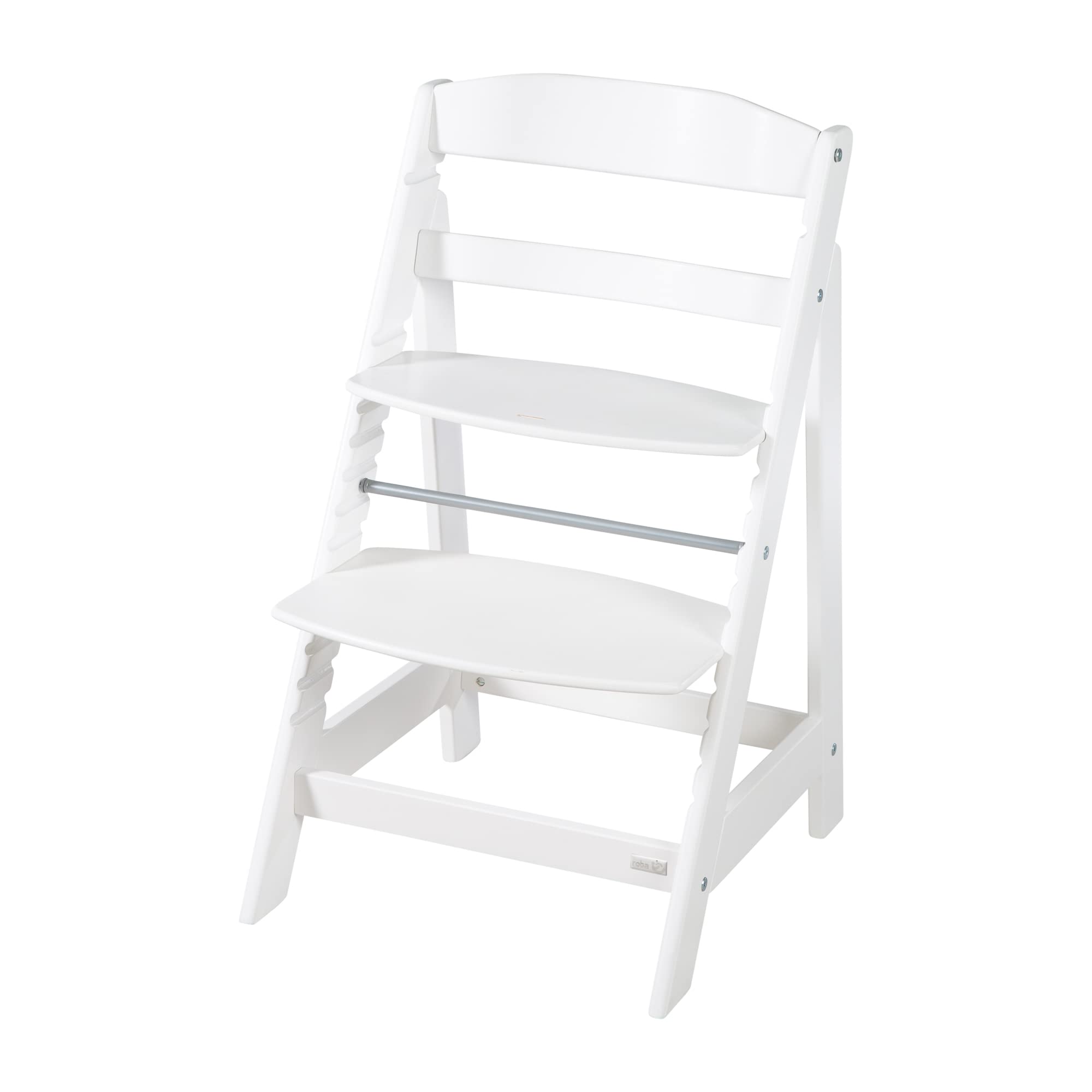 roba Seggiolone "Born Up" Set 2 in 1 - Design "Grigio trapuntato" - Funzione Pieghevole - Imbracatura - 2 Posizioni - da 0 a 6 Mesi - Legno Laccato Bianco/Grigio