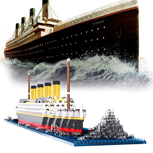 Micro Mini Blocks Titanic Model Building Set with 2 Figure, 1872 Piece Mini Bricks Toy, Gift for Adults
