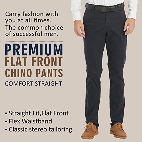 Taloyone Men's Straight Fit Stretch Classic Fit Slim Flat-Front Golf Chino Pant4