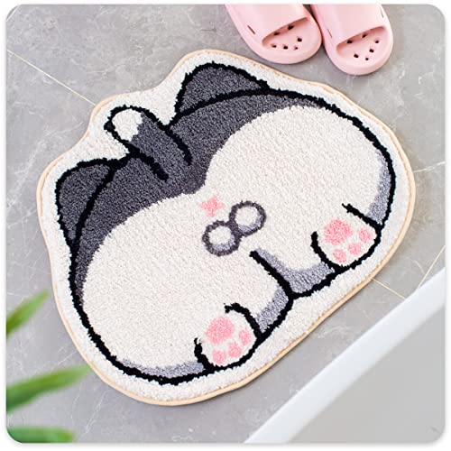 Tyrafry Funny Bathroom Rug, Cartoon Bath Rug, Anti Slip Water Absorption Easy Care Bath Rug For Kitchen, Bathroom And Bedroom, 19.6 X 23.6 Inches, Cat #TOP2