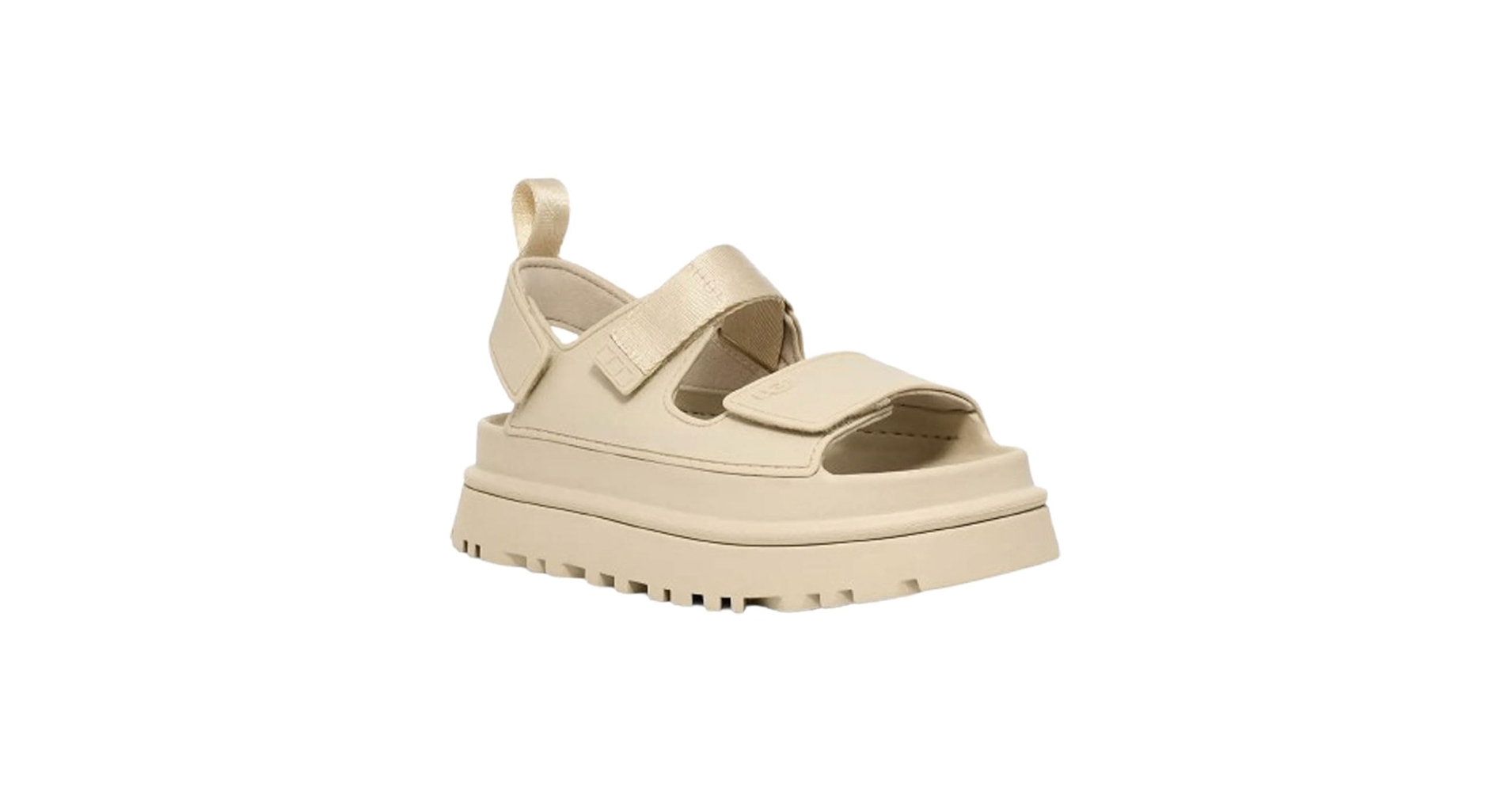 UGG 厚底スタイルアップ マジックテープ サンダル ブラウン 37 SALE)UGG(アグ)サンダル ストラップ 厚底 プラットフォーム