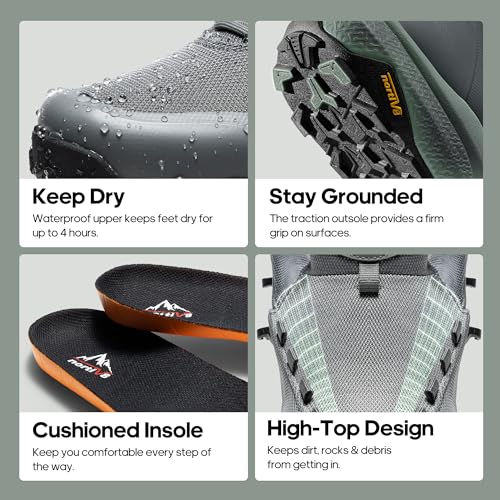 NORTIV 8 Men's Mid Waterproof Hiking Boots Outdoor Lightweight Breathable Trekking Camping Mountaineering Shoes HydroTrek - Image 5
