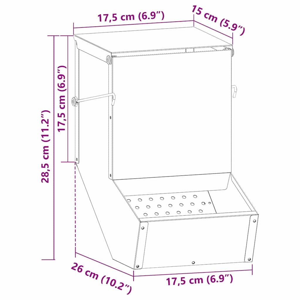 vidaXL Comedero para Conejos Plateado 17,5 x 26 x 28,5 cm, Comedero Moderno para Exteriores e Interiores, Duradero, Ideal para Conejos y Mascotas, ¡Super Estiloso