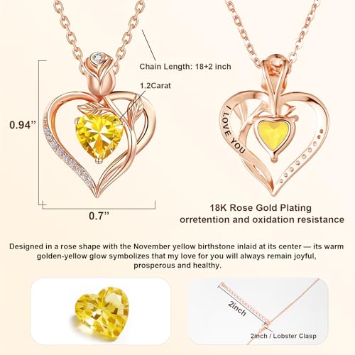 Image of Heart Birthstone Necklace for Women I Love You
