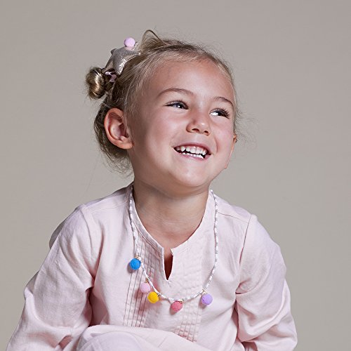 Girls Colorful Pompom Necklace-Raspberry2