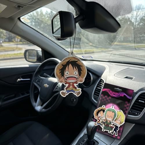 Image of PumpCar 2 pieces Straw Hat Luffy Zoro Sanji double-sided hanging Japanese anime vanilla-scented One Piece car air freshener Cool anime hanging air fresheners for mirror Car Interior Accessories Gifts