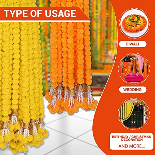 Artificial Marigold Flowers for Decoration Garland with Bell